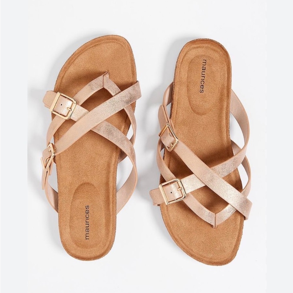 Maurices Adele Criss Cross Rose Gold Sandals